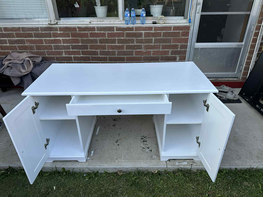 White Wooden Desk with Storage Cabinets, can be use for office - photo 4