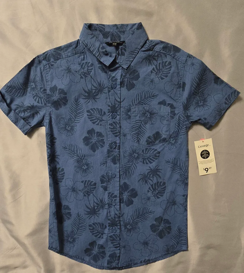 NEW! Boy's Blue Floral Shirt! - Size 7 / 8 thumbnail