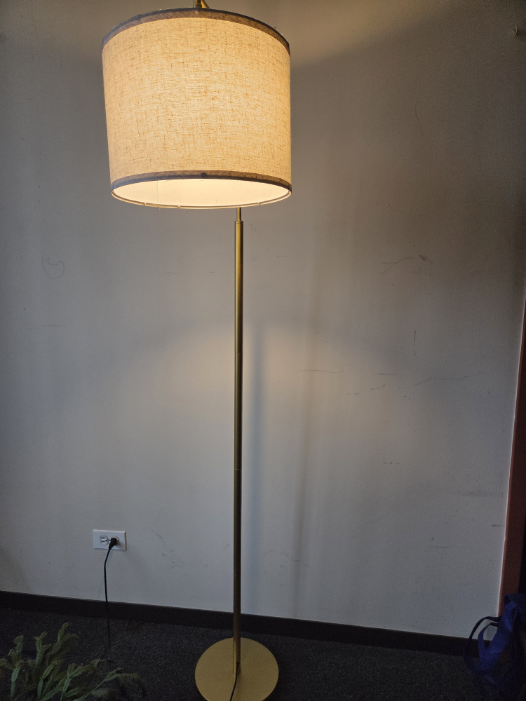 Gold Floor Lamp with Linen Shade - photo 2