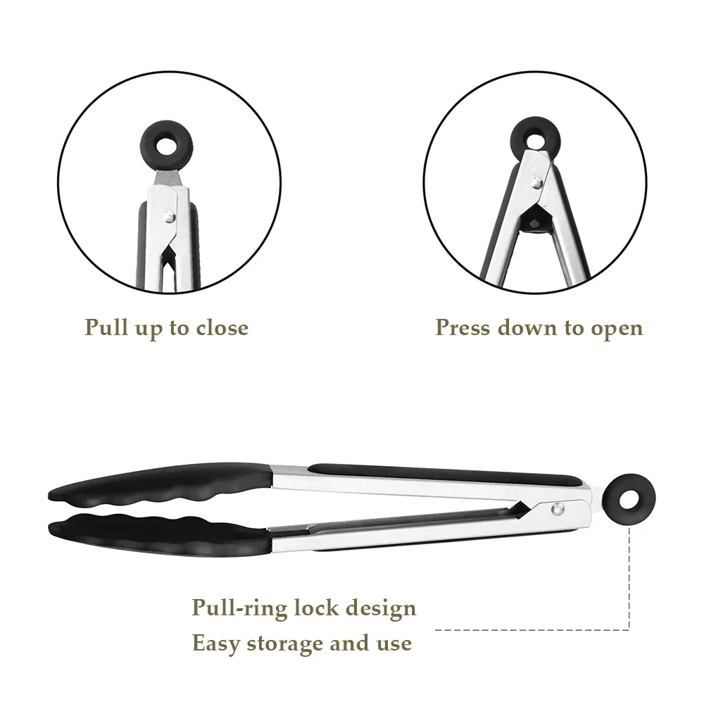 NEW Set of 2 Red Silicone Kitchen Tongs - 9 and 12 inches image indicator(10)