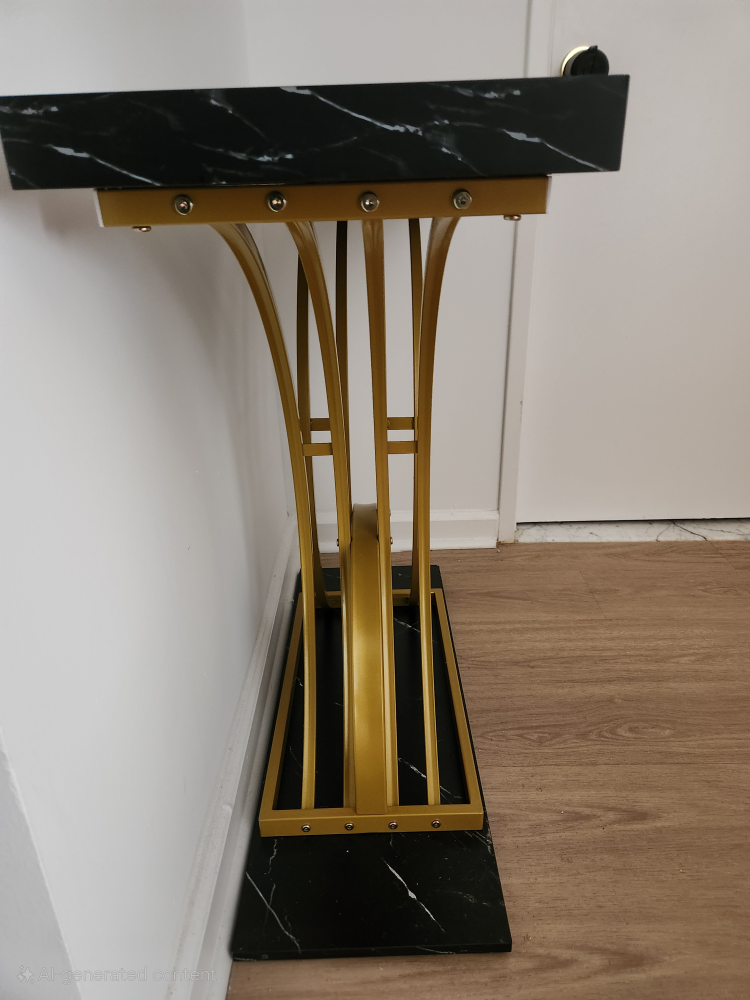 Console Table - Black Faux Marble & Gold Finish - photo 3
