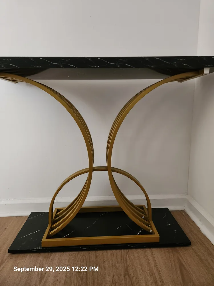 Console Table - Black Faux Marble & Gold Finish image indicator(4)