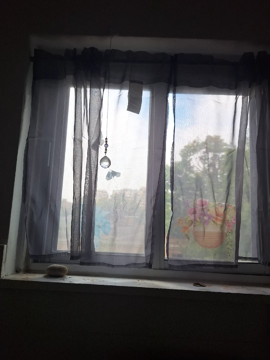 Sheer small or half window Curtains - Grey thumbnail