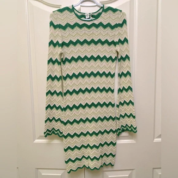 Twik by simons Green Chevron Knit Mini Dress - Size S - photo 2