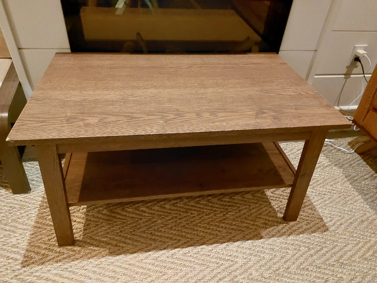 Brown Wood Coffee Table with Shelf image indicator(2)