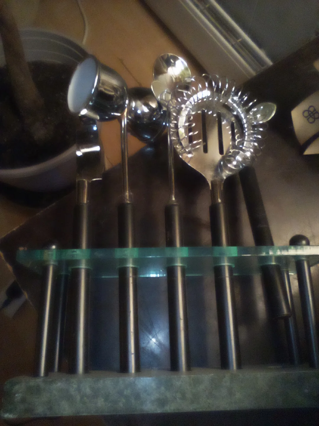 Bar Utensil Set with Stand & Bacardi Bar Bottle Stopper image indicator(2)