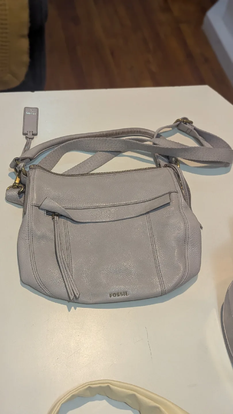 Fossil Gray Leather Crossbody Bag thumbnail