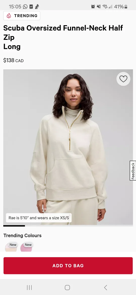 Lululemon Light Grey Scuba Half Quarter Zip Sweater, Hoodie thumbnail