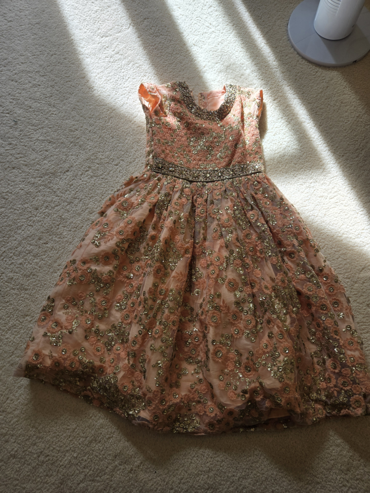 Embroidered Peach Dress (7 to 8 years old)