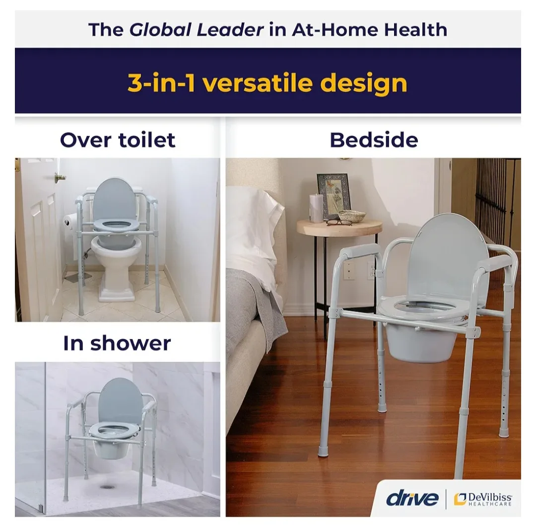 Drive Folding Steel Bedside Commode Chair, Portable Toilet image indicator(6)