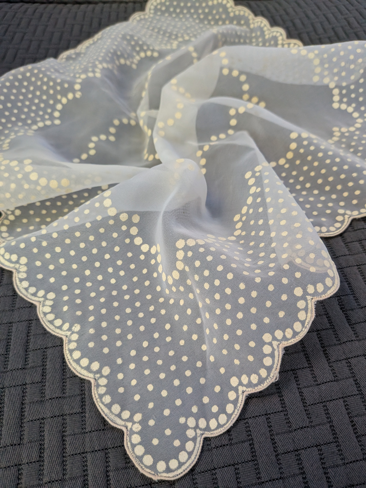Vintage 1950's  White Polka Dot Handkerchief