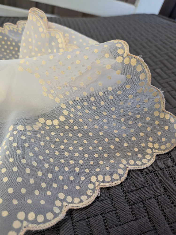 Vintage 1950's  White Polka Dot Handkerchief - photo 3