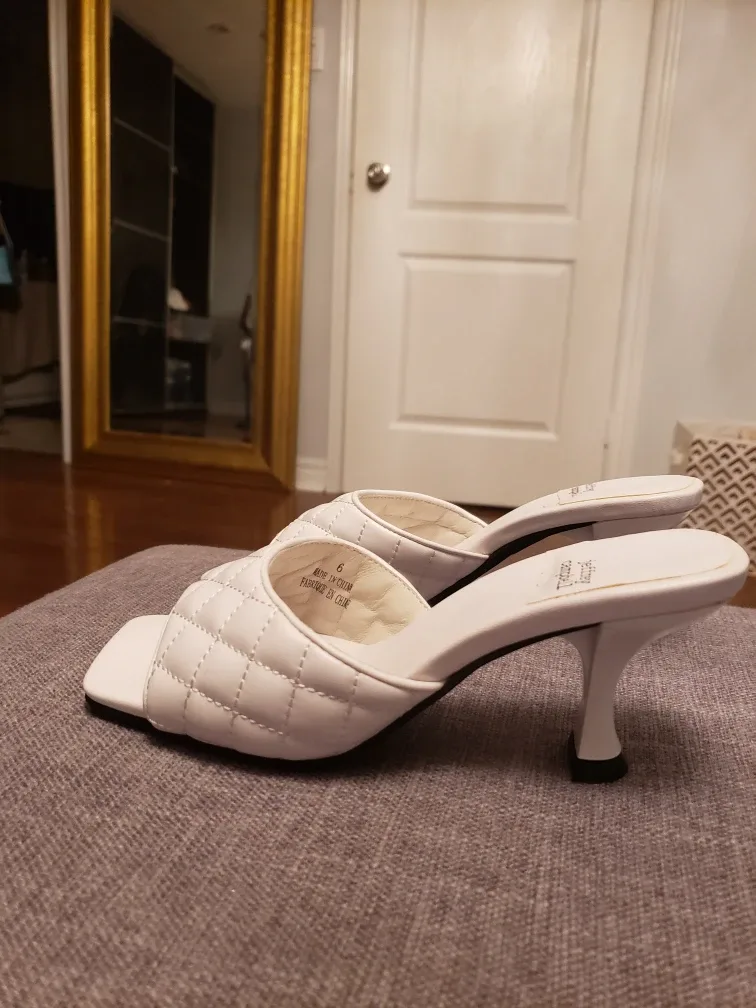 Jeffrey Campbell White Quilted Heels - Size 6 thumbnail