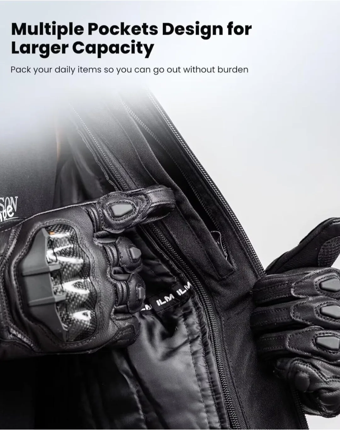 ILM MOTORCYCLE RIDING JACKET, Black, All Season,Size XL image indicator(8)