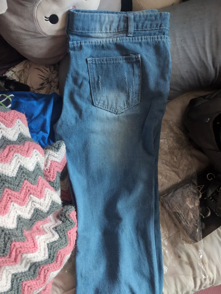 My Peach'd Distressed Light Wash Denim Jeans thumbnail
