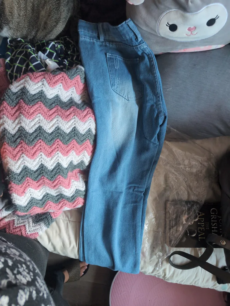 My Peach'd Distressed Light Wash Denim Jeans image indicator(3)