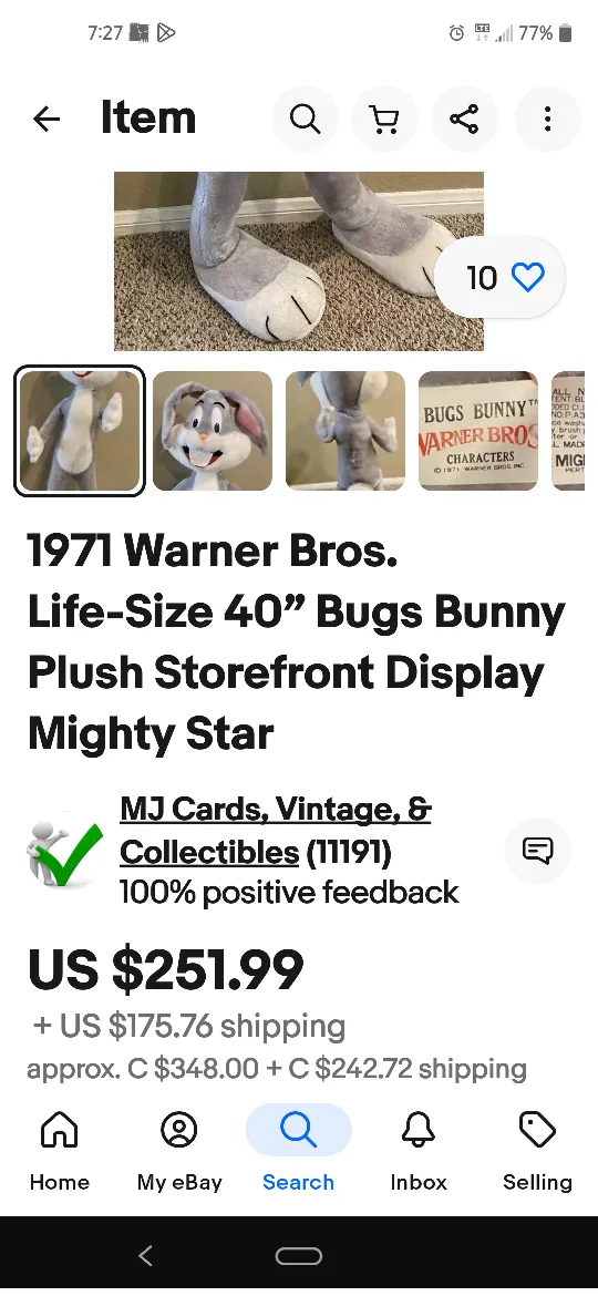 Large Bugs Bunny Plush Toy image indicator(10)