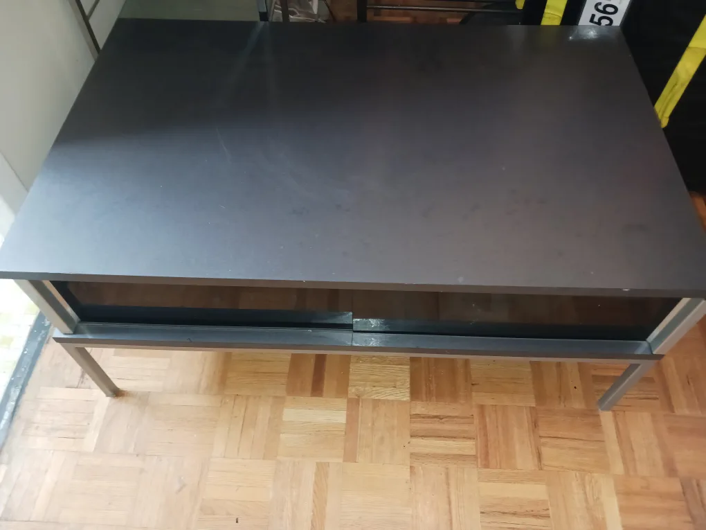 Grey Coffee Table with Glass storage doors image indicator(2)