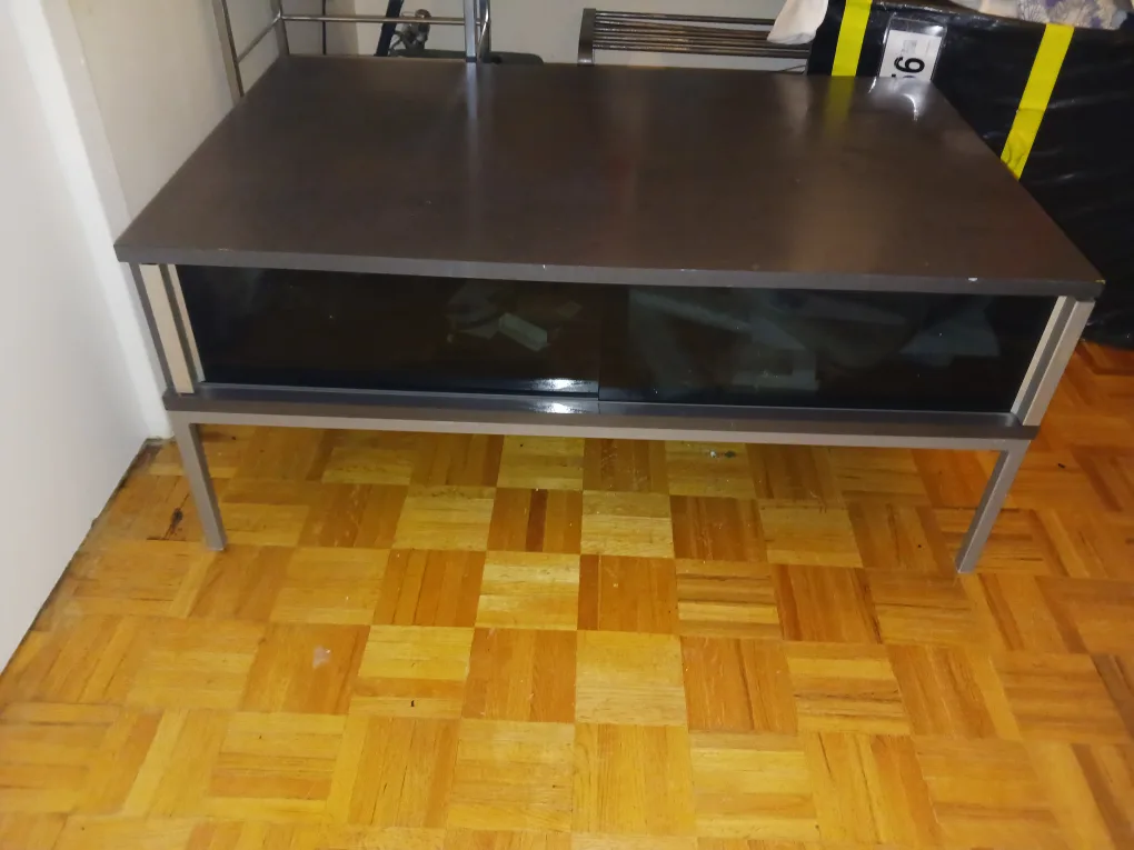 Grey Coffee Table with Glass storage doors image indicator(3)