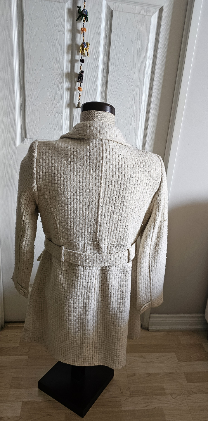Belted Textured Cream Coat-Atmosphere Brand - photo 2