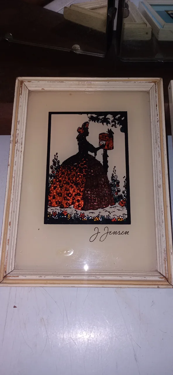 1930s 3x Vintage J. Jensen Silhouette Art - Framed image indicator(4)