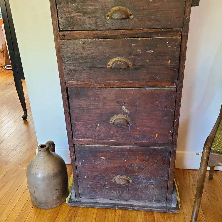 Vintage Wooden 4-Drawer Cabinet image indicator(3)