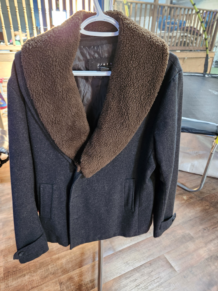 D/Men Grey Wool Blend Coat