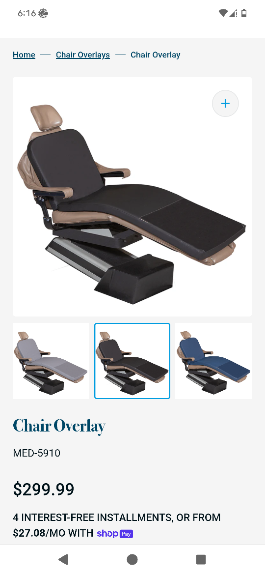 dental chair overlay foam mat