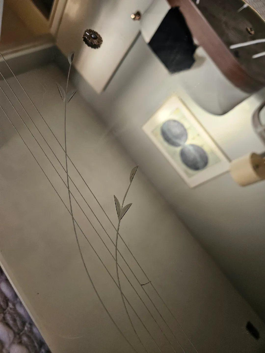 Vintage Etched Round Beveled Mirror image indicator(2)