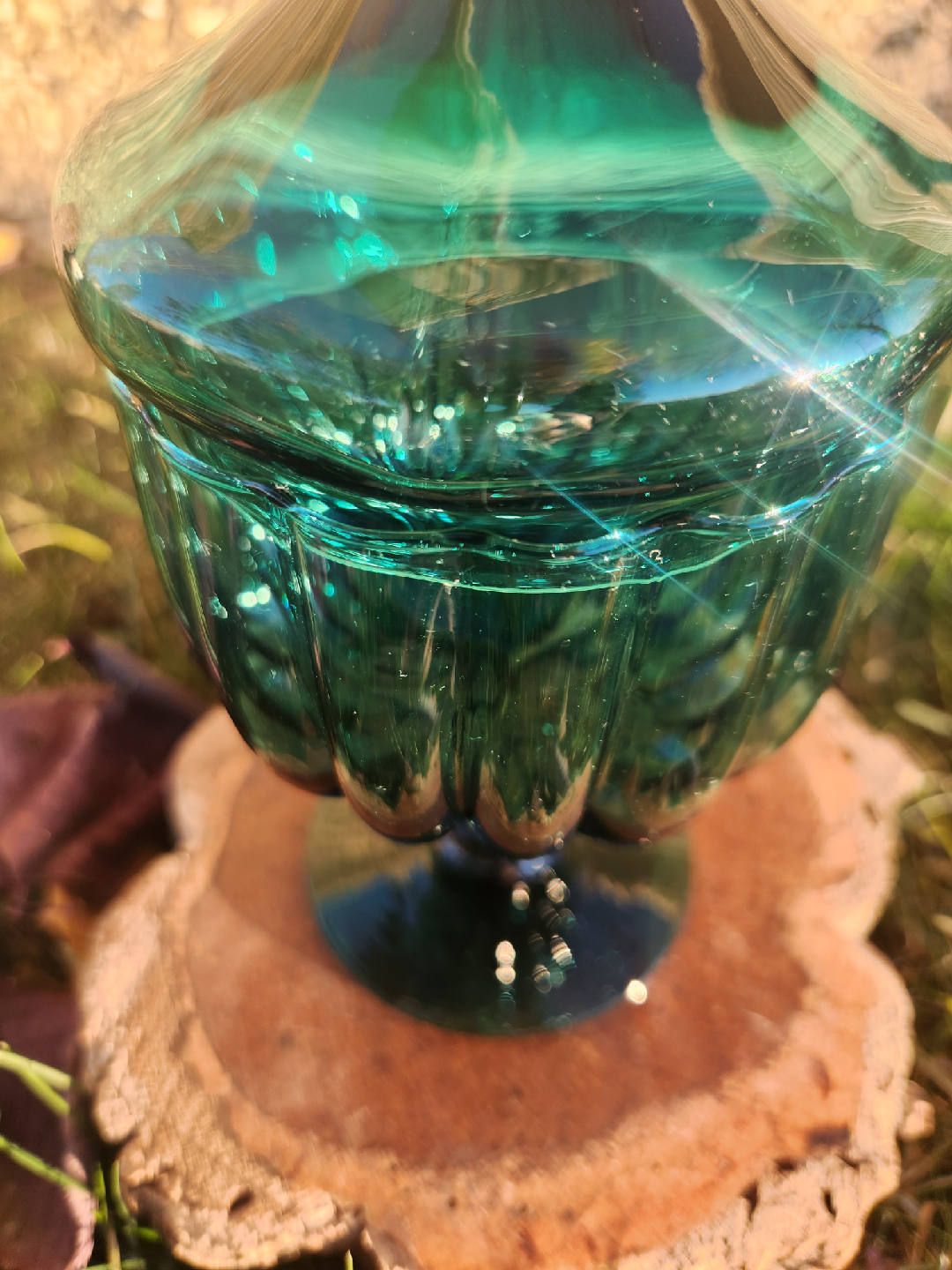 MID CENTURY TEAL Glass Candy Dish with Lid - photo 5
