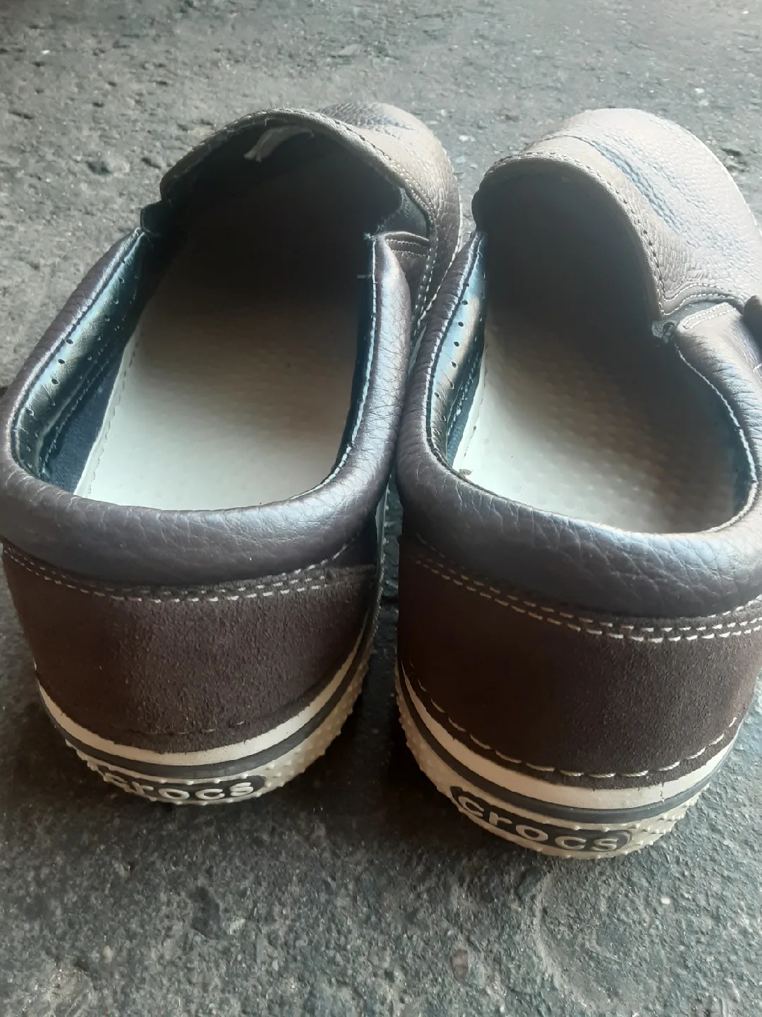 Crocs Brown Leather Slip-On Shoes image indicator(2)