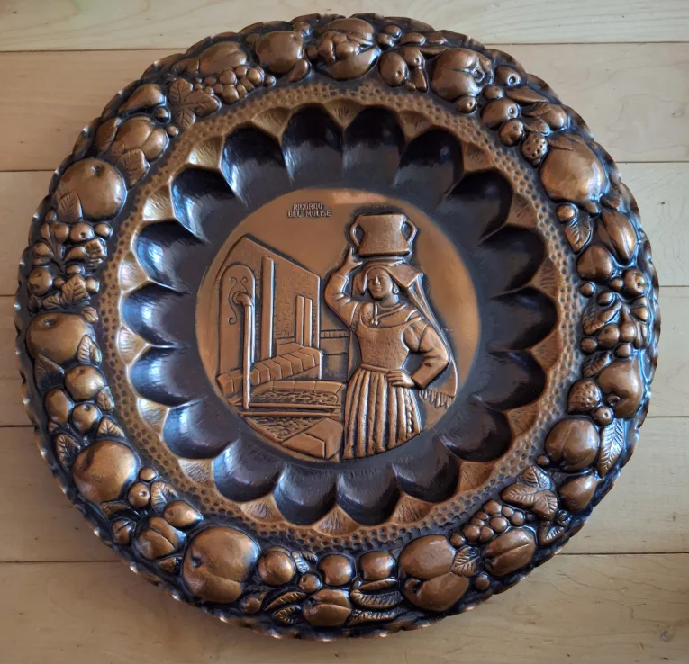 Vintage Italian Large  Copper Wall Plates - Set of 2 image indicator(2)