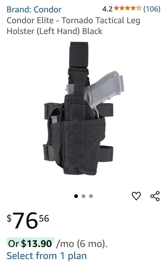 Condor Elite Tornado Tactical Leg Holster - Left Hand Black image indicator(2)