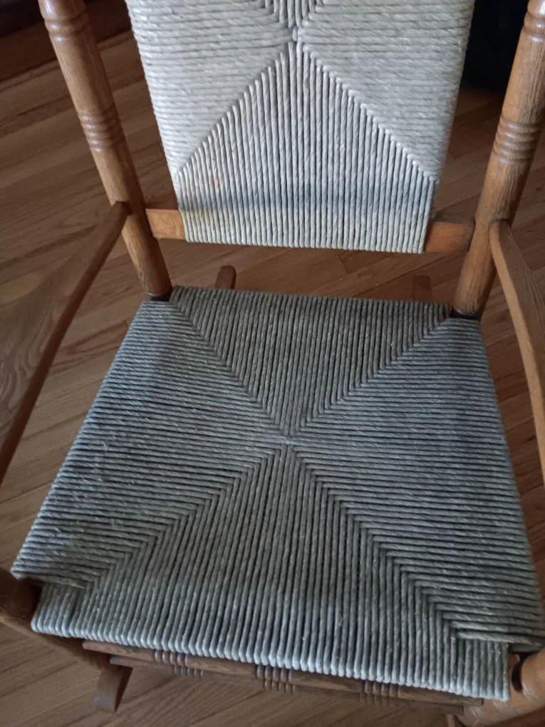 Wooden Rocking Chair with Woven Seat image indicator(3)