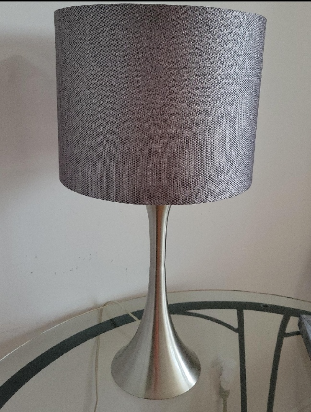 Brushed Nickel Table Lamp with Grey Shade - photo 2