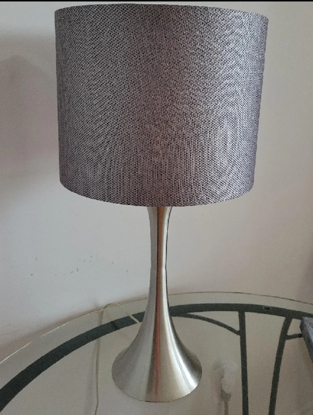 Brushed Nickel Table Lamp with Grey Shade image indicator(2)