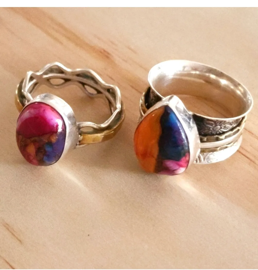 Pink Dahlia Turquoise  rings thumbnail