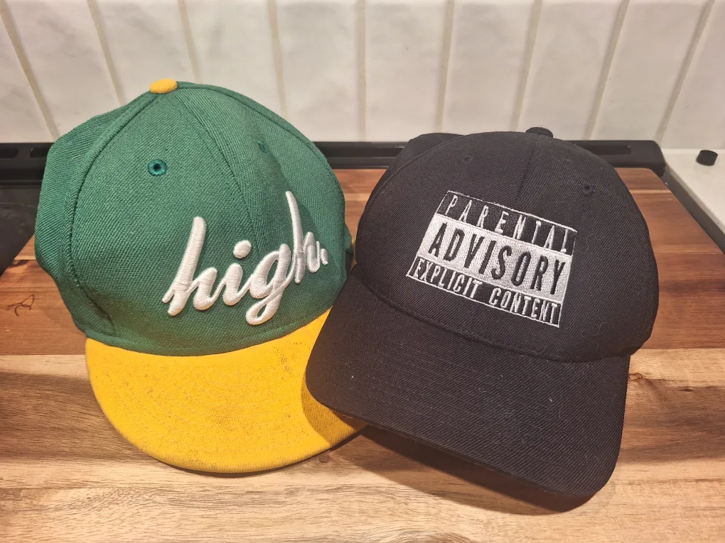 Two Baseball Caps: High Green & Parental Advisory Black thumbnail
