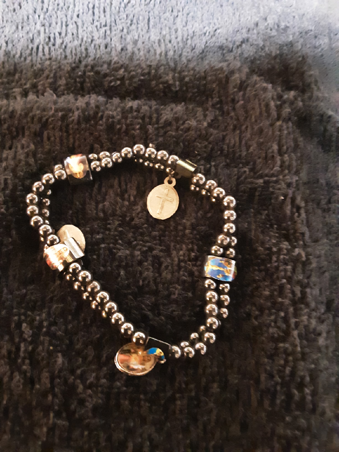 Beaded Bracelet with Cross Charm