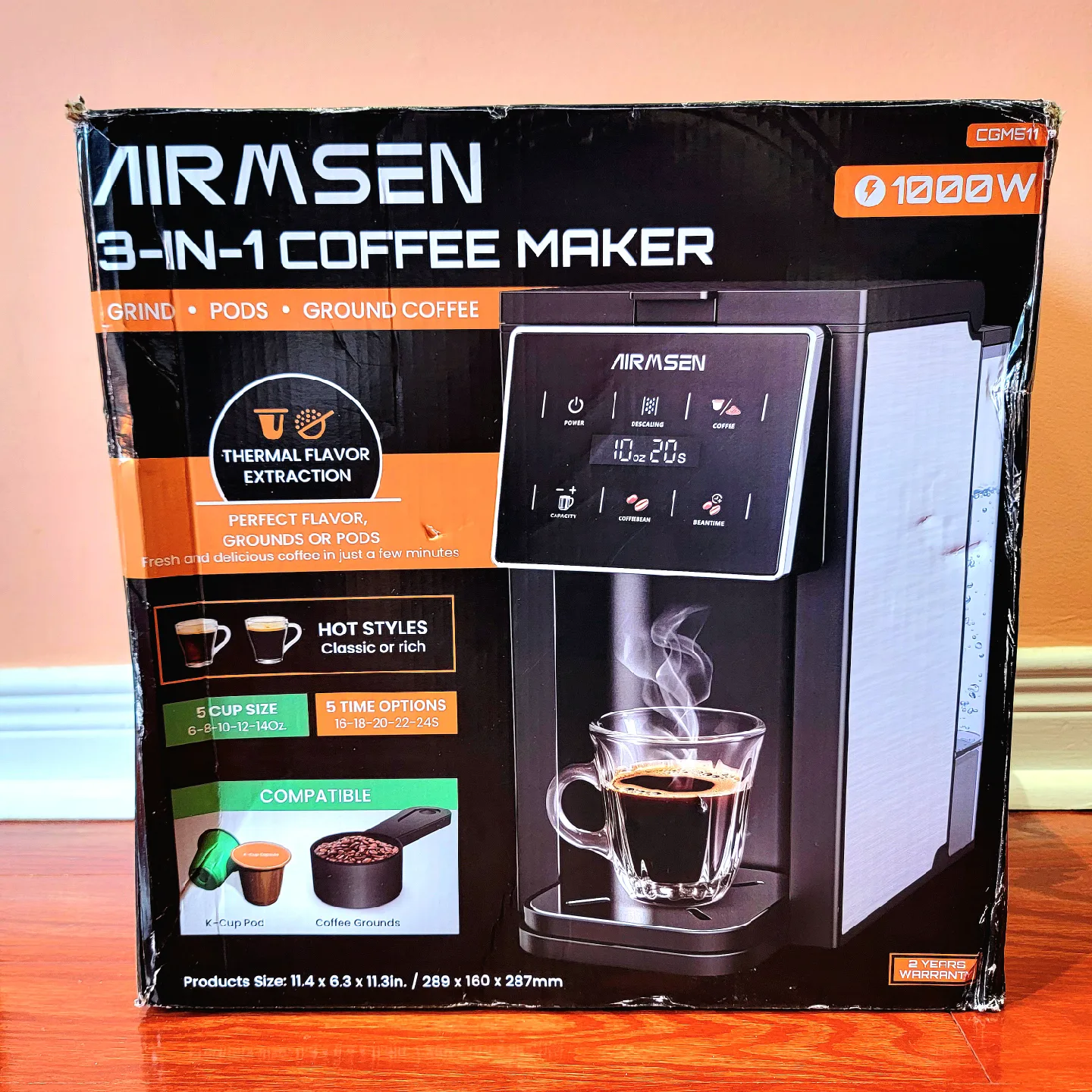 Airmsen Grind & Brew Single Cup Coffee Maker Machine thumbnail