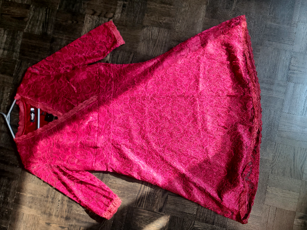 Floral Long Sleeve Dress, Red Lace dress, Pink Top - photo 5