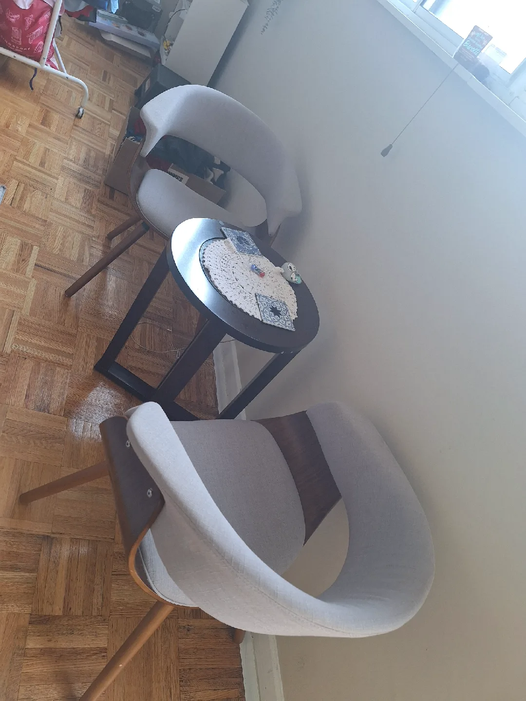 Modern Grey Accent Chairs with round table thumbnail