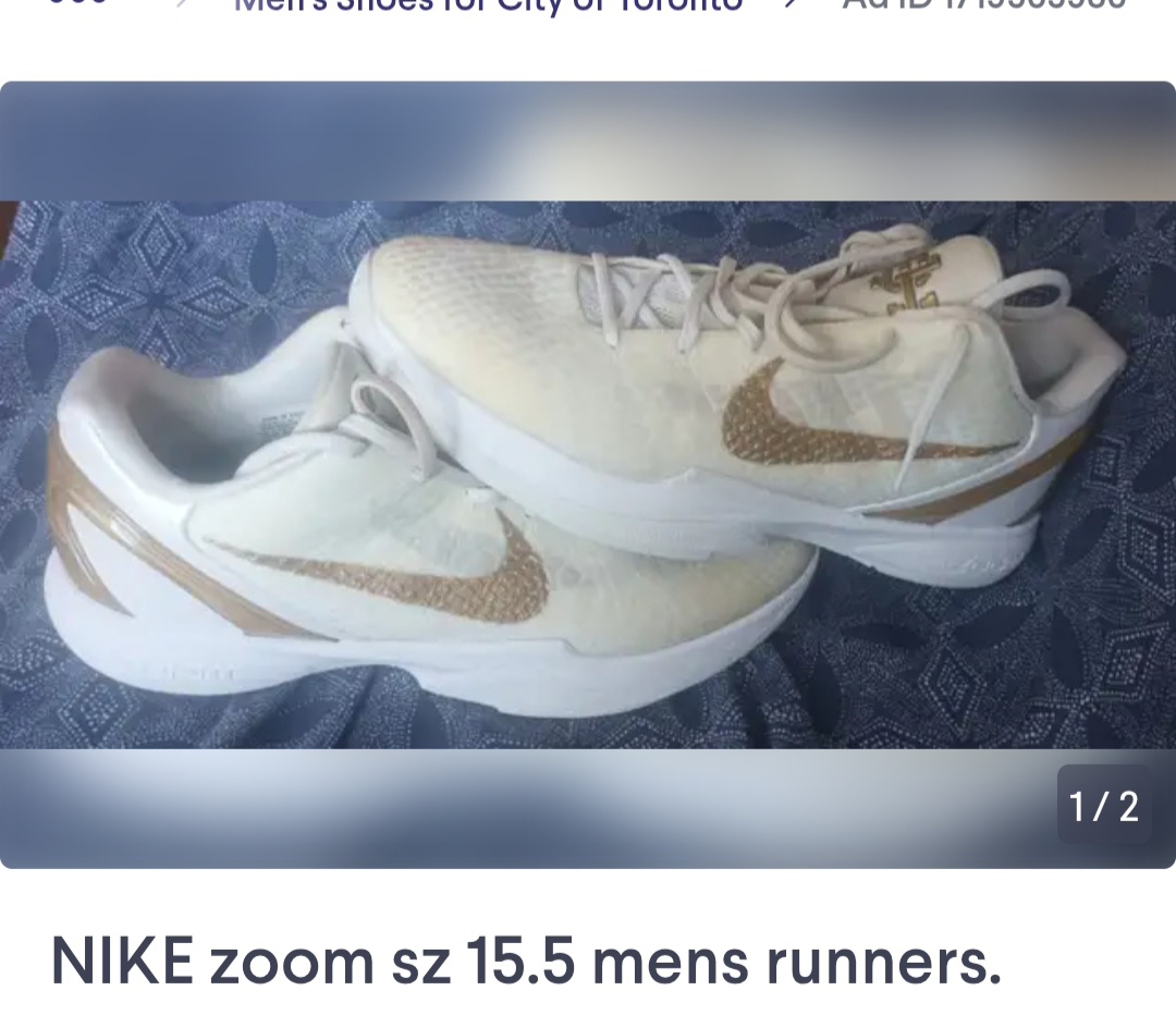 Nike Zoom Kobe 6 White/Gold, Size 15.5