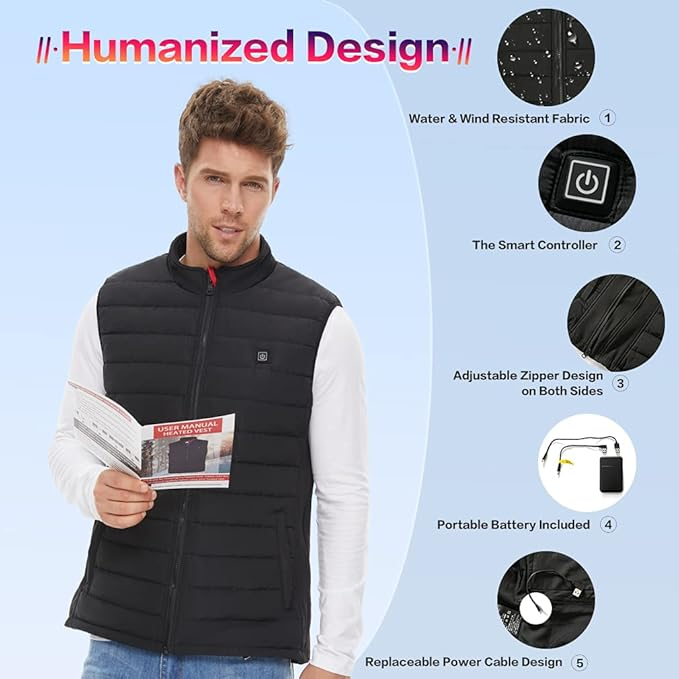 Heated Vest for Men and Women with Battery Pack Rechargeable - photo 3