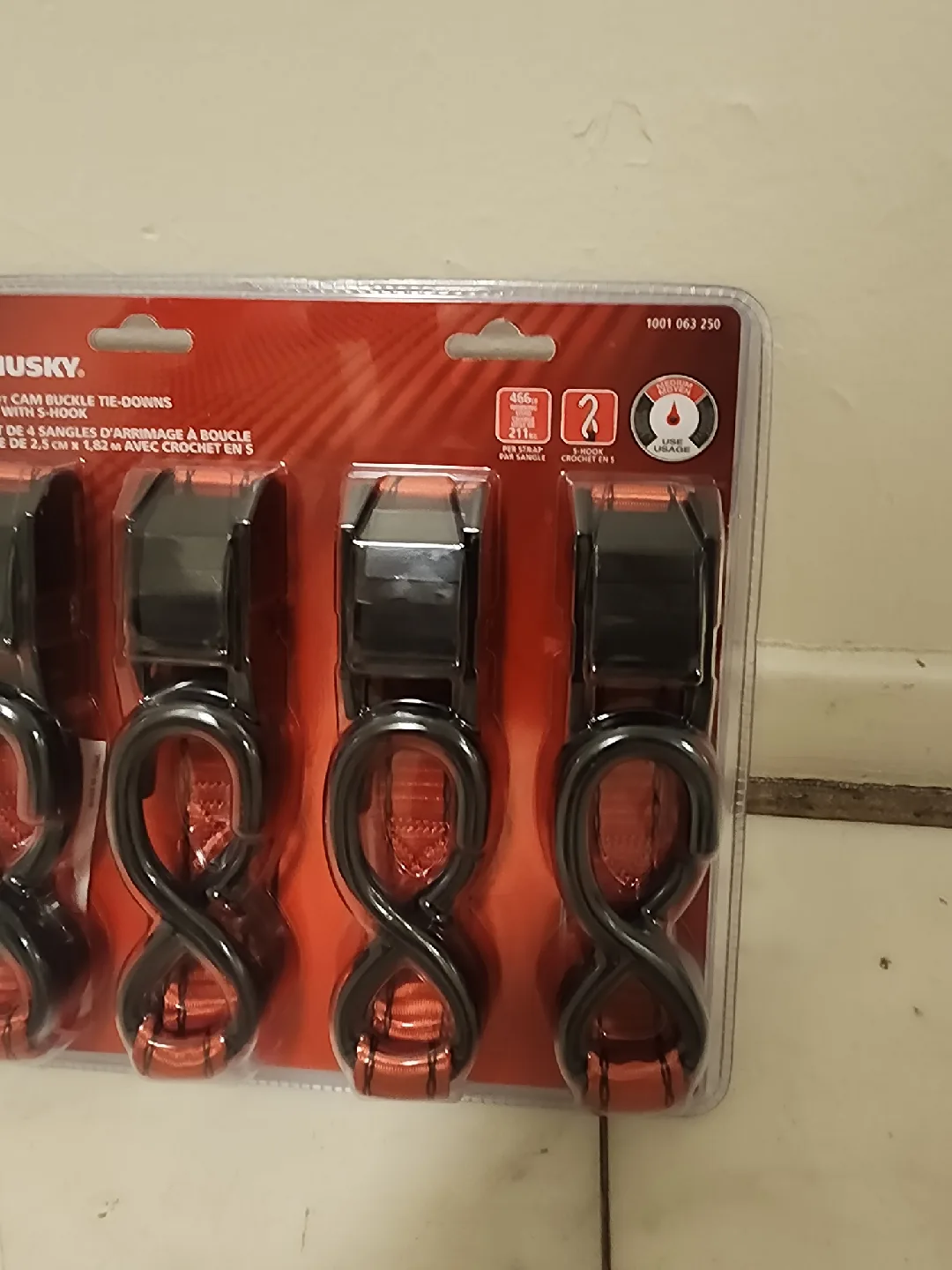 New Husky 1 in x 6 ft Cam Buckle Tie-Downs 4-Pack image indicator(3)