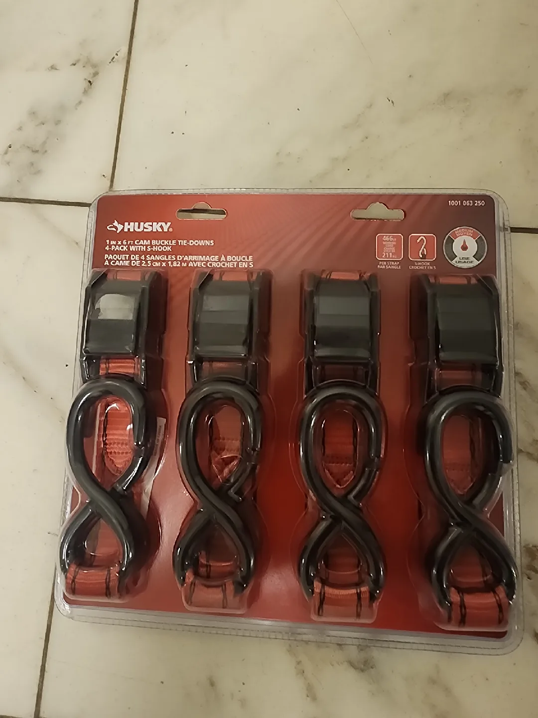 New Husky 1 in x 6 ft Cam Buckle Tie-Downs 4-Pack image indicator(8)