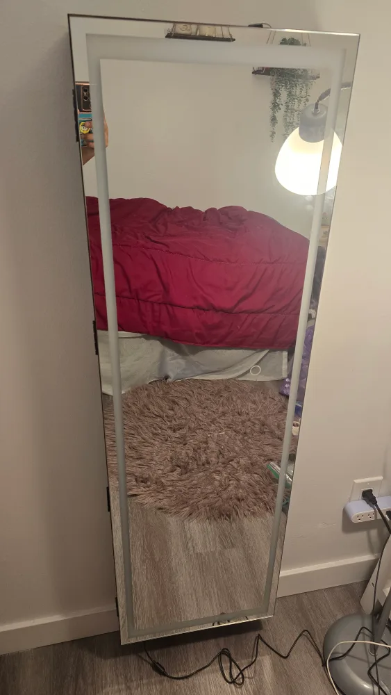 Jewelry Armoire Mirror with LED Lighting image indicator(2)