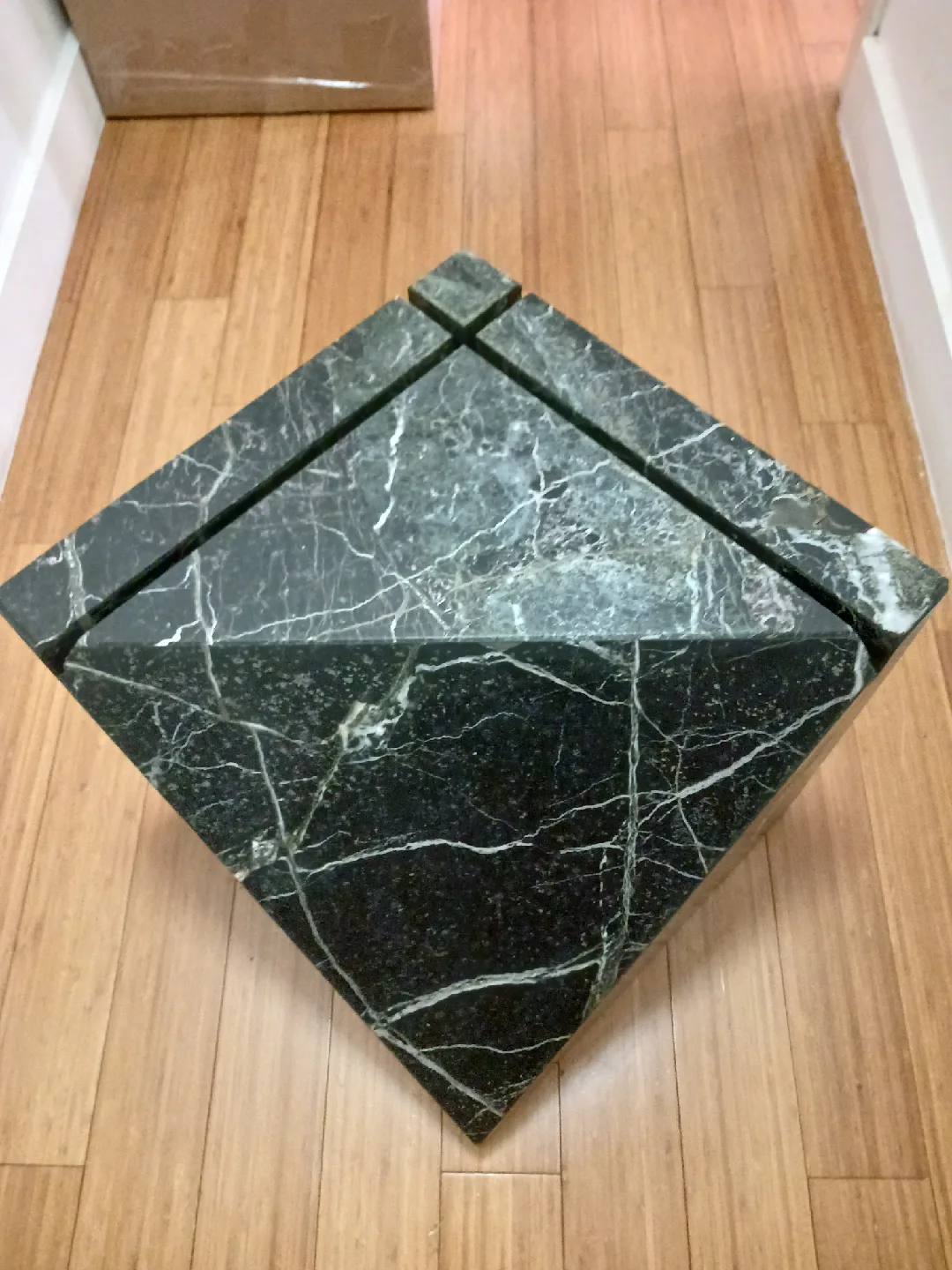 Rare Sculptural Artedi Style Black & White Veined Marble Base image indicator(8)