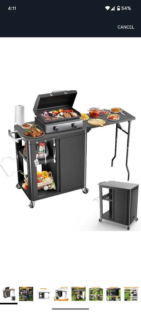 Outdoor BBQ Grill Cart with Foldable Side Table thumbnail