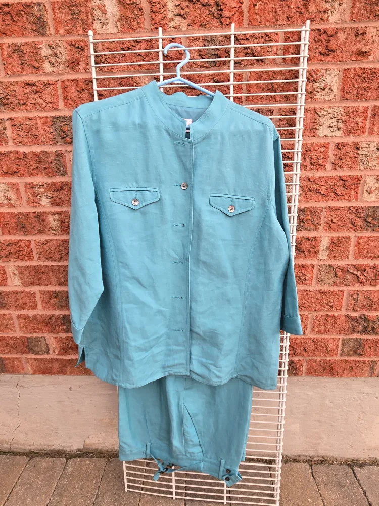 Turquoise Linen Pant Suit thumbnail